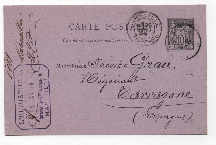 FRANCIA POSTAL N-4 SELLO COLOR GRIS